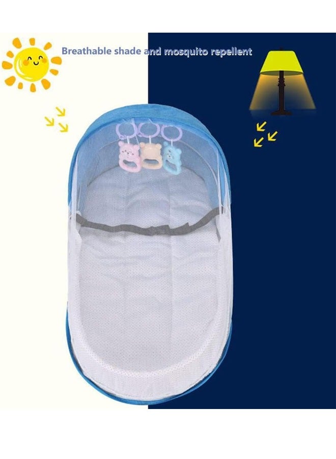 Beauenty Baby Travel Cot with Net and Awning Portable Baby Cot Changing Bag Foldable Baby Cot with Net Cuddly Nest Baby Cot Grey - Image 4