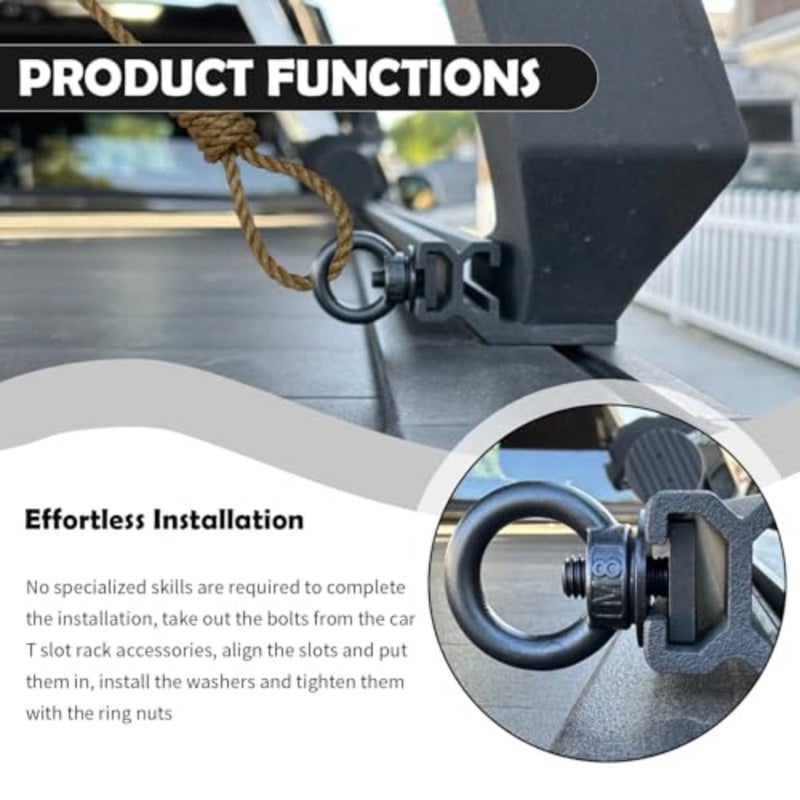 4PCS Car Tie Down Anchors T Slot Accessories, Stainless Steel Car Bolts Retaining Ring Roof Rack Accessories Act as Fastening Points, M8 T Slot Rack Tie Down Rings Bolts - Image 5