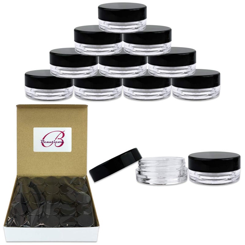Beauticom Beauticom 3g3ml 01 Fl Oz Round Clear Plastic Jars with Round Top Lids for Creams Lotions Make Up Powders Glitters and more Quantity 50 Pieces