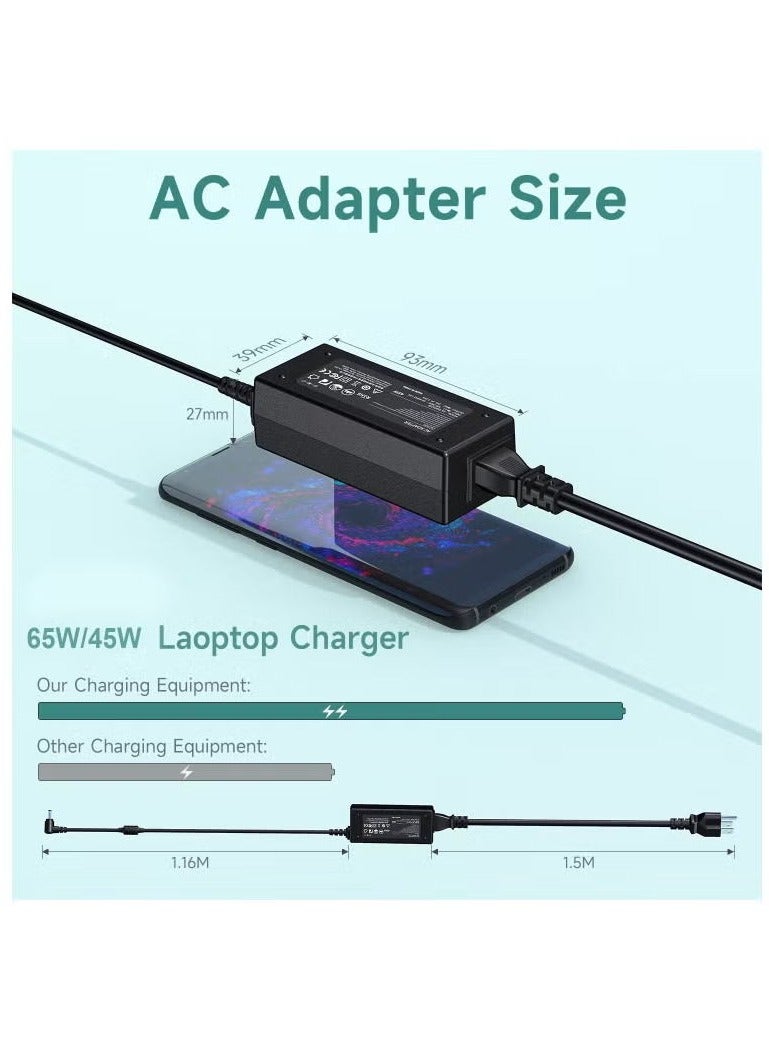 ARNOTEC شاحن لابتوب 20 فولت 65 واط للي Lenovo، محول تيار متردد بديل Ideapad، 3 5 320 310 320S 330 330S 110 110S 120S، Ideapad Flex 4 5 6 ADl45WCD 330S-15Ikb Yoga 520 530 كابل الطاقة - (4.0x1.7mm) منفذ - Image 3