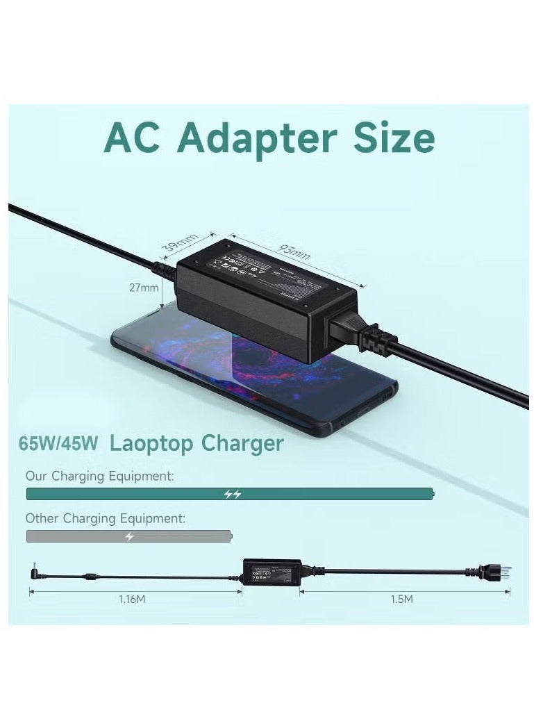 ARNOTEC شاحن لابتوب 20 فولت 65 واط للي Lenovo، محول تيار متردد بديل Ideapad، 3 5 320 310 320S 330 330S 110 110S 120S، Ideapad Flex 4 5 6 ADl45WCD 330S-15Ikb Yoga 520 530 كابل الطاقة - (4.0x1.7mm) منفذ - Image 4