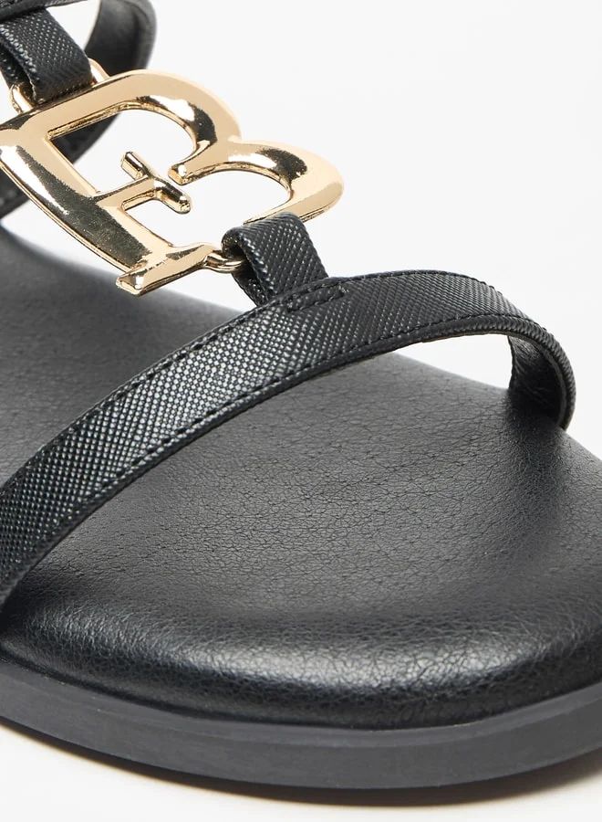 Flora Bella By Shoexpress Solid Slip-On Sandals with Logo Accent