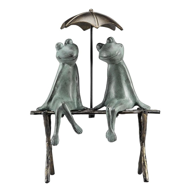 SPI Home Cast Aluminum Frog Lovers Garden Sculpture 18 Inches High