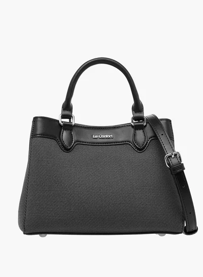 لو كونفورت Women Panelled Tote Bag with Detachable Strap and Button Closure