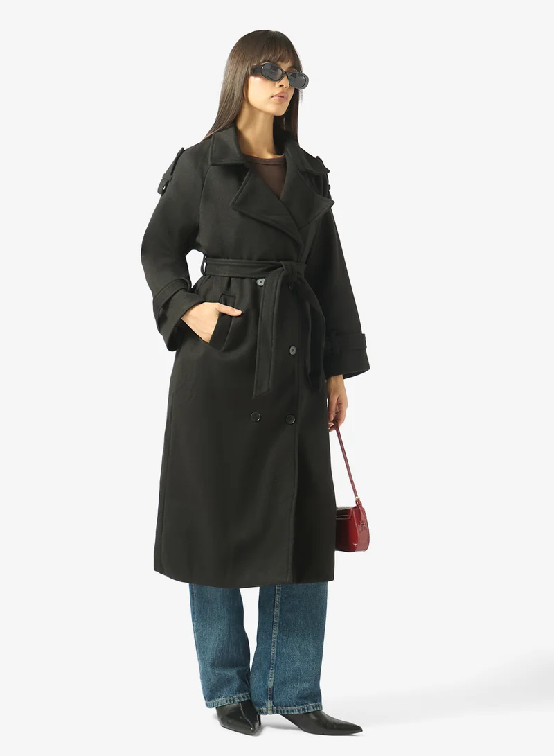 Ginger  Oversize Belted Woven Trench Coat for Women | Best Price UAE