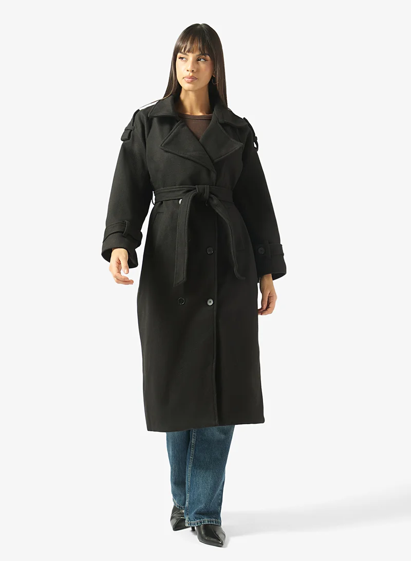 Oversize Belted Woven Trench Coat