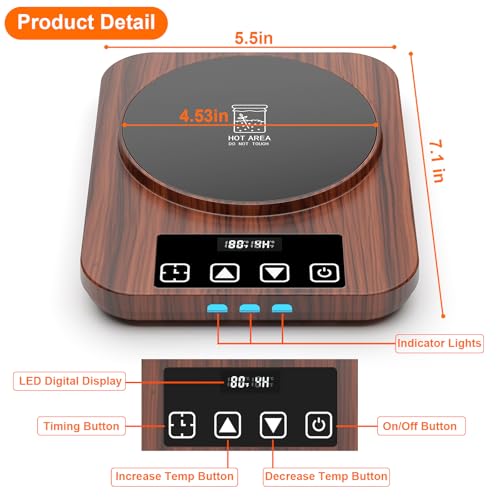 MENGBEI Electric Sourdough Starter Warmer, Upgrade Warming Heating Pad Mat for Sour Dough Starter, Sourdough Heater Proofing Tool for Home Baking with Thermostat Control, Timing, Memory Function (Wood Grain) - Image 3