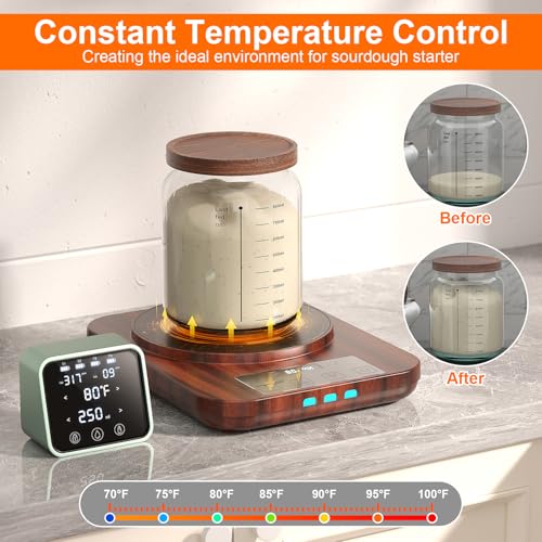MENGBEI Electric Sourdough Starter Warmer, Upgrade Warming Heating Pad Mat for Sour Dough Starter, Sourdough Heater Proofing Tool for Home Baking with Thermostat Control, Timing, Memory Function (Wood Grain) - Image 4