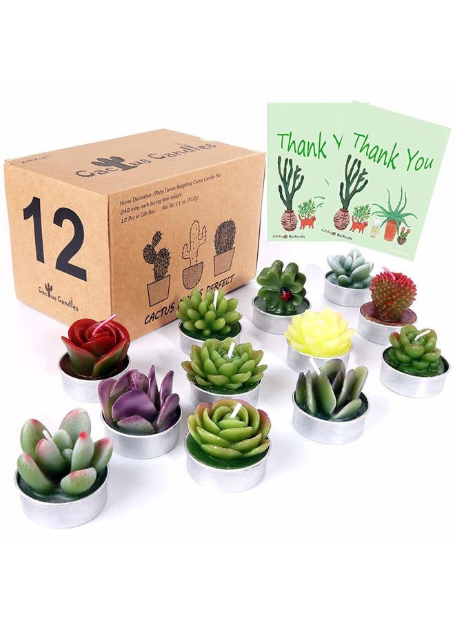 AiXiAng 12Pcs Cactus Succulent Candles, Wedding Party Favors, Bridal Shower Candles, Fragrance Free - Image 1
