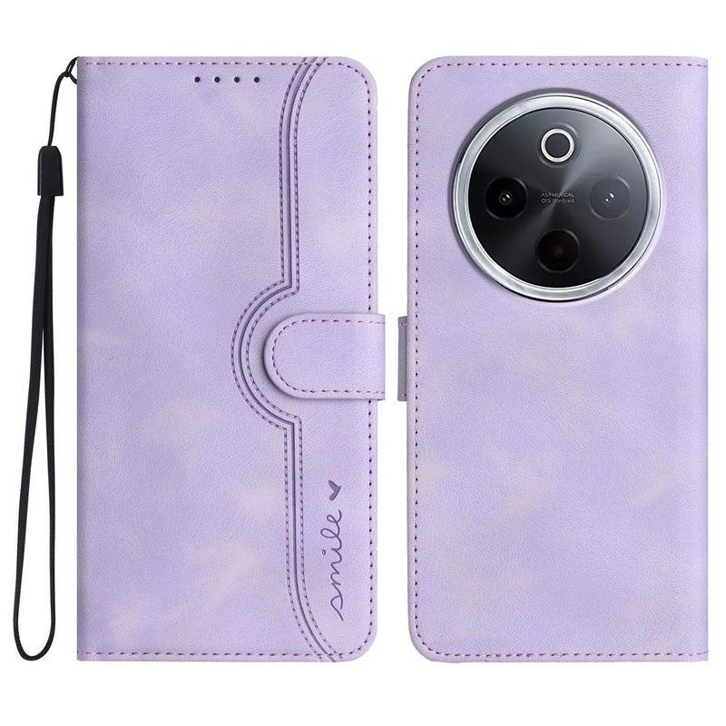 إيروريكس جراب هاتف من الجلد بتصميم منقوش لهاتف vivo iQOO Z10 / T4 / Y300 Pro (أرجواني) - Image 1