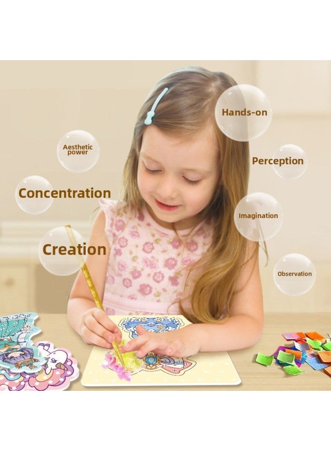 Children's Educational Toys Online Red Pokes Princess DIY Dress-up Color Filling Creative Hand-painted Stickers Full Set-Color:Flower Stamp [Purple]] - Image 3