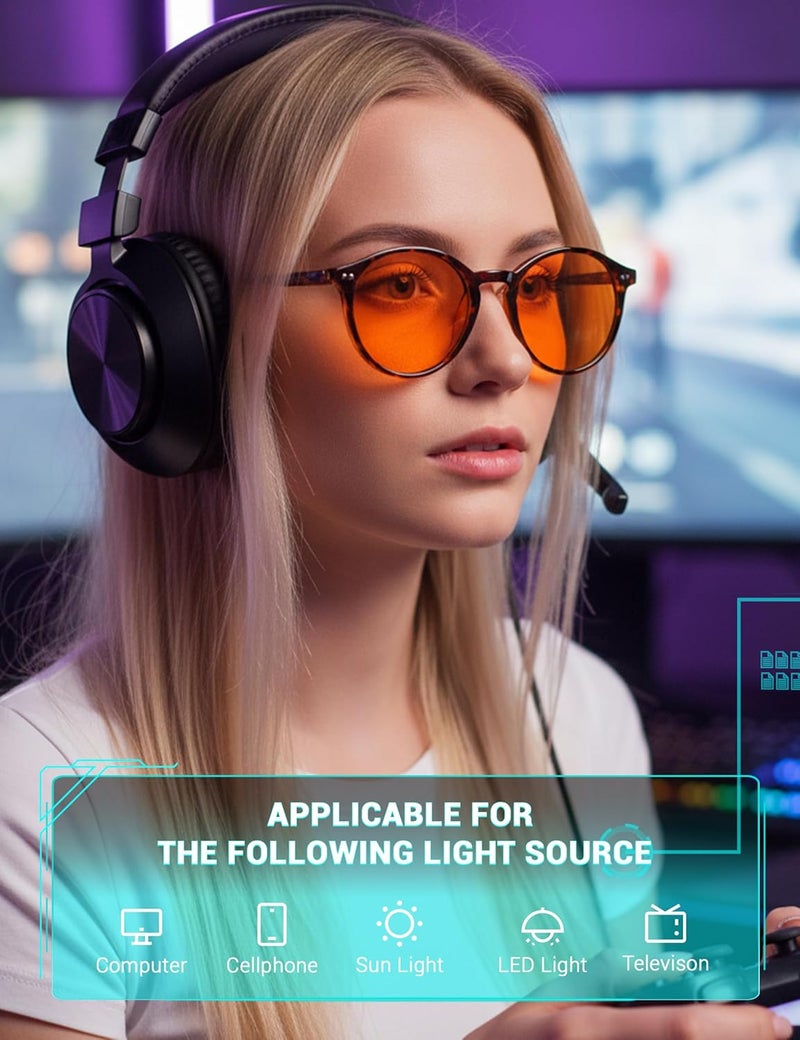 TIJN Blue Light Blocking Glasses Men Women Vintage Thick Round Rim Frame Eyeglasses - Image 2