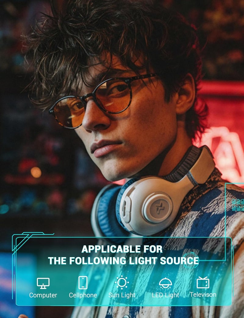 TIJN Blue Light Blocking Glasses Men Women Vintage Thick Round Rim Frame Eyeglasses - Image 3
