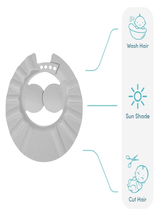 Sevi Bebe Soft and Adjustable Baby Shower Cap - Protect Your Baby's Eyes and Ears and Make Bath Time Fun for Your Little One - Grey (Pack of 1) - Image 4