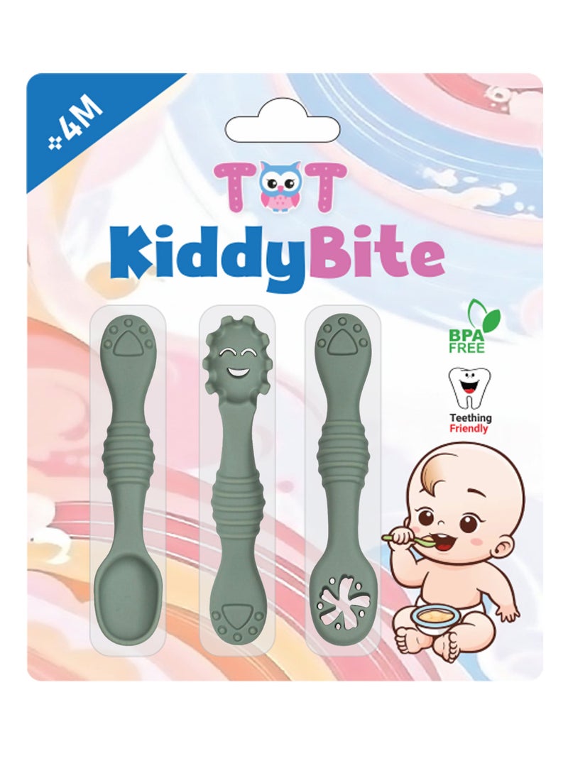 TOT TOT KiddyBite: Baby Silicon Spoons and Fork Set for Feeding  - Image 1