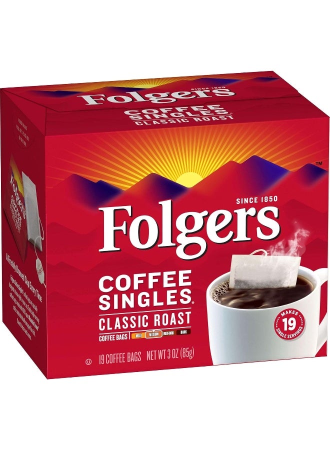 Folgers Coffee Singles Classic Roast - 19 Coffee Bags - Image 2