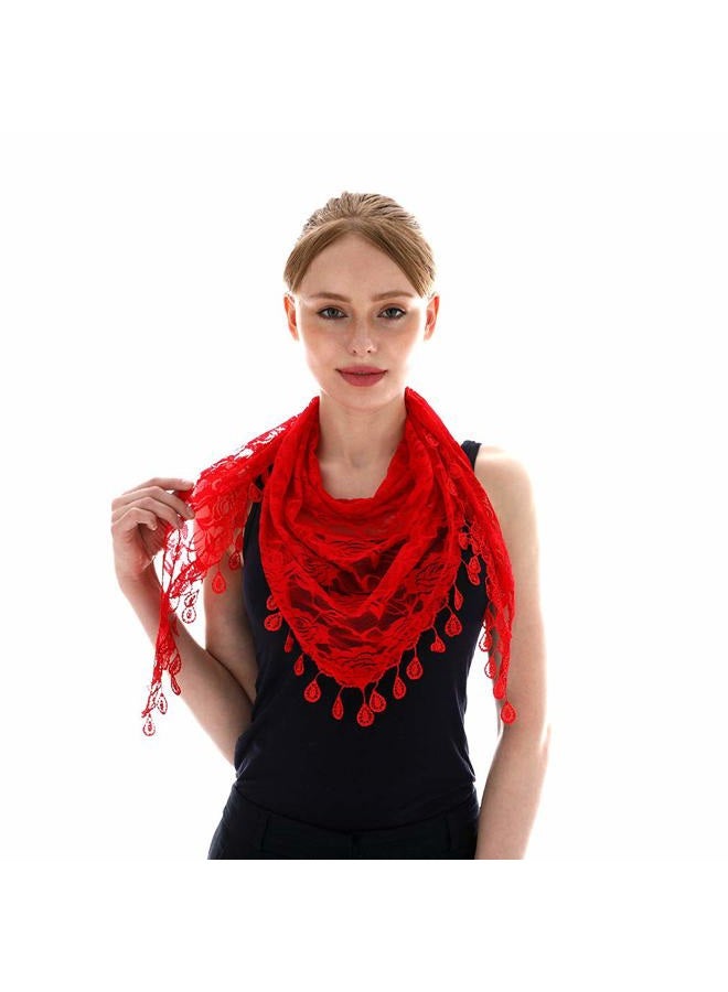 LMVERNA Lace Infinity Veils Mantilla Catholic Veil Church Veil Head Covering Latin Mass, Red, M - Image 5