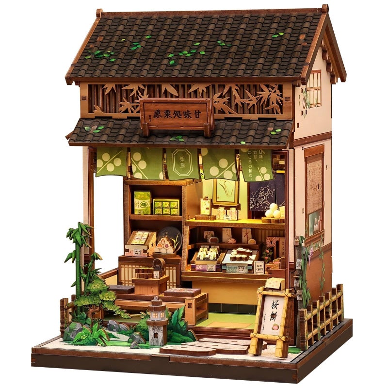 Fsolis Book Nook Kit DIY Miniature House Kit for Adults Mini House Tiny 3D Puzzles for Bookshelf Diorama Decor Gifts for Women Teenagers Puzzle Lovers Japanese Sweets Shop - Image 3