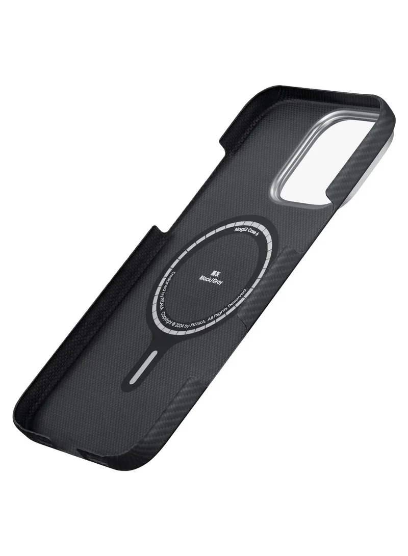 PITAKA Ultra Slim Case for iPhone 16 Pro / Compatible with MagSafe / 3D Grip Textured / Raised Camera Lip / Drop and Damage Protection - Black / Gray