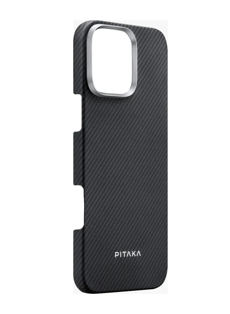 PITAKA Ultra Slim Case for iPhone 16 Pro / Compatible with MagSafe / 3D Grip Textured / Raised Camera Lip / Drop and Damage Protection - Black / Gray