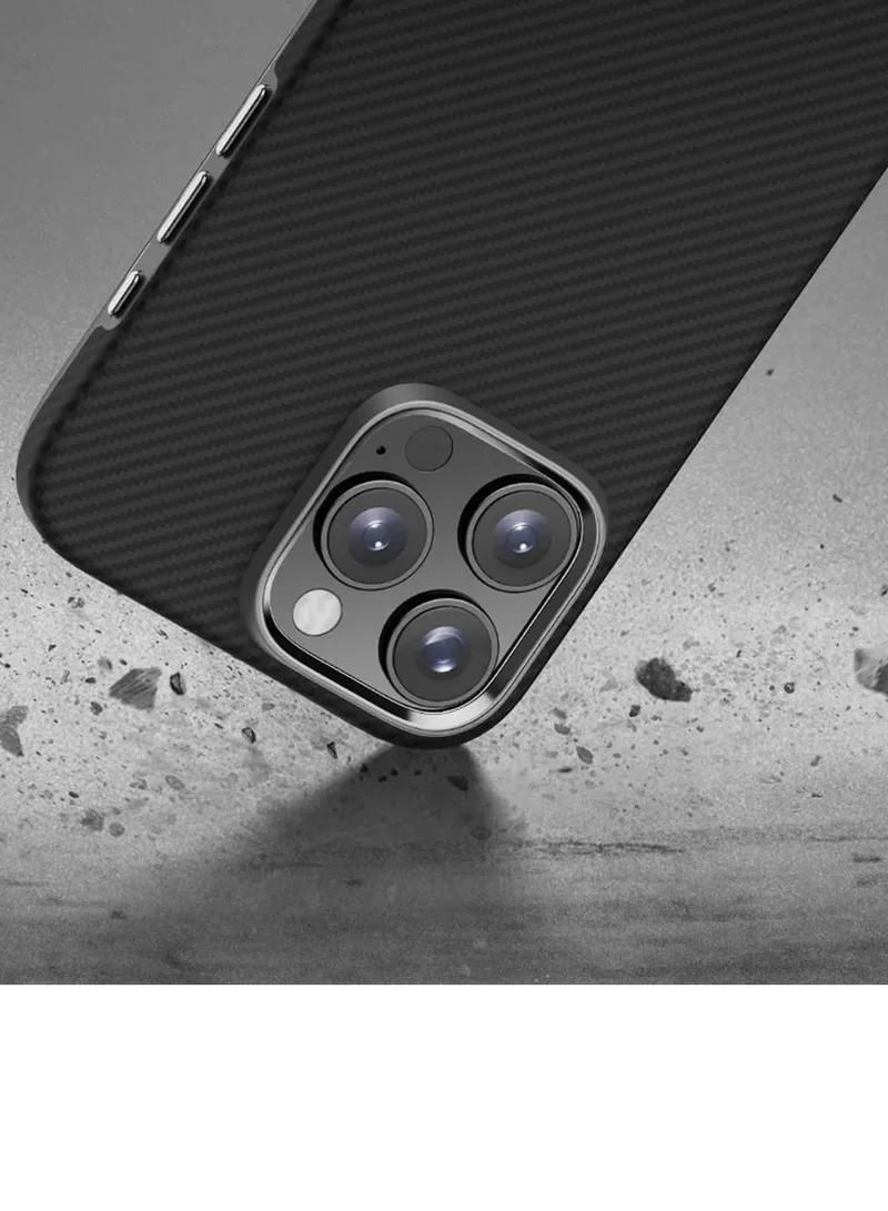 PITAKA Ultra Slim Case for iPhone 16 Pro / Compatible with MagSafe / 3D Grip Textured / Raised Camera Lip / Drop and Damage Protection - Black / Gray