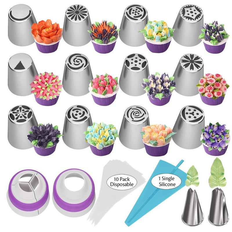 27-Piece Set Russian Decorating Nozzle Diy Baking Tool Set Stainless Steel Decorating Nozzle Set - Image 2