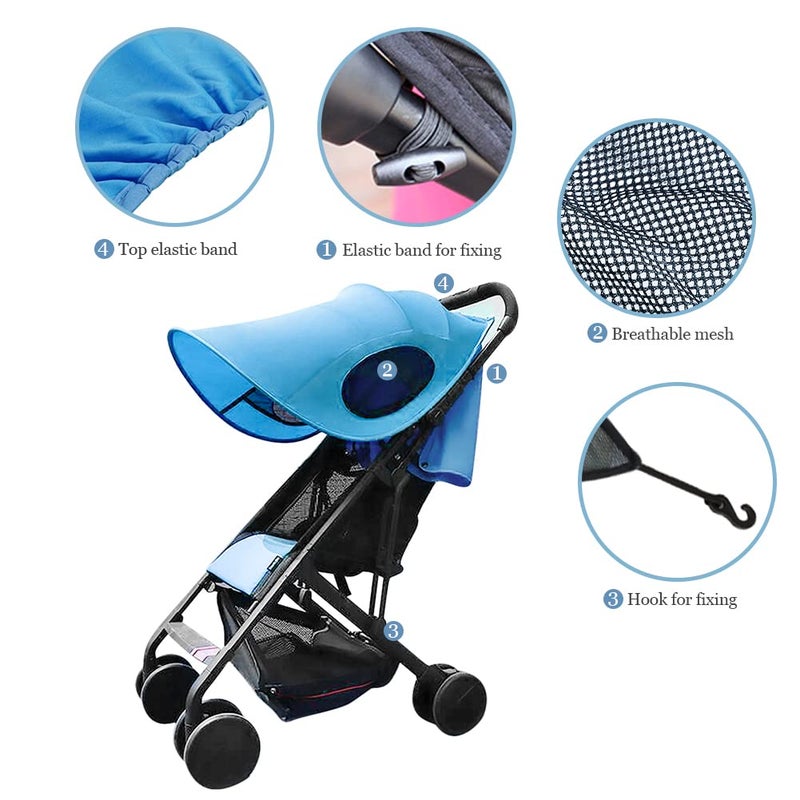 ITODA Universal Baby Stroller Sun Shade UV Protection Cover for Strollers Foldable Infant Pram Sun Canopy Summer Blackout Buggy Pushchair Awning for Outdoor Travel Only Shade Cover - Image 3