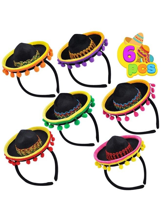 JOYIN 6 Pcs Cinco De Mayo Fiesta Fabric Sombrero Headbands Party Costume For Fun Fiesta Hat Party Supplies Luau Event Photo Props Mexican Theme Decorations Dia De Muertos And Party Favors.  - Image 1