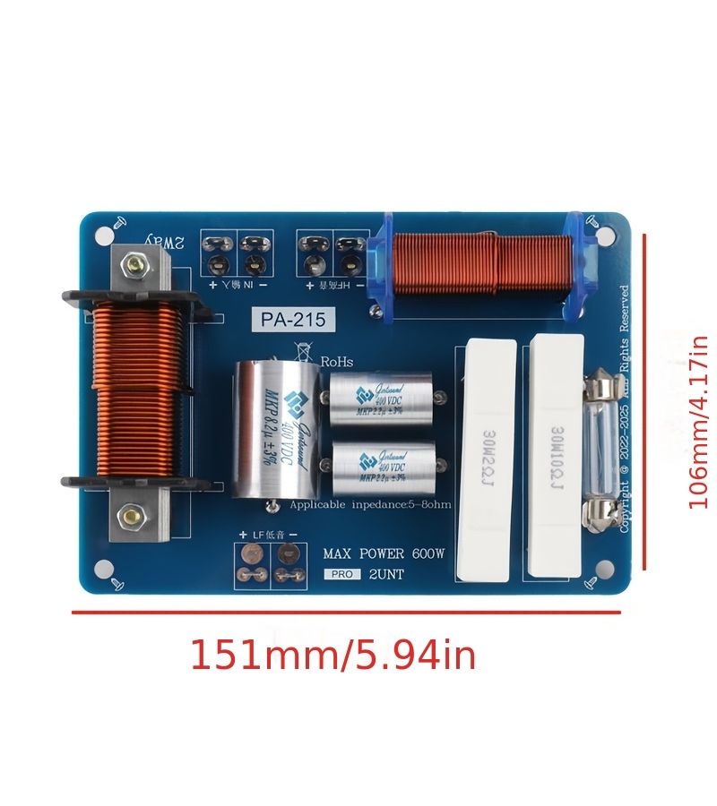 Professional Passive Two Way Speaker Crossover 2400Hz High Power 600W Single 12 to 15 Inches No Power Required Easy Installation - Image 5