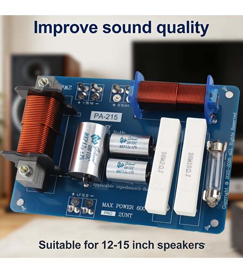 Professional Passive Two Way Speaker Crossover 2400Hz High Power 600W Single 12 to 15 Inches No Power Required Easy Installation - Image 1