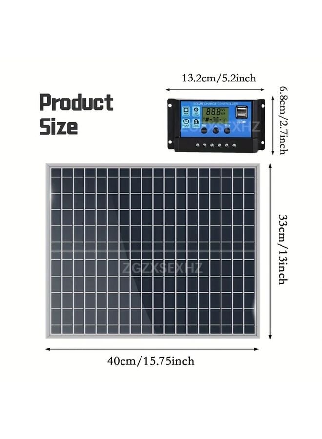 20W Solar Panel Clamp Kit With 60A Controller 12V 18V 24V USB Charger For Camping Cars Boats - Image 3