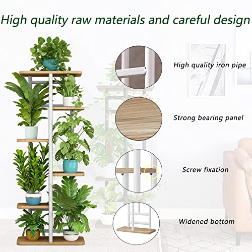 LINZINAR Plant Stand 6 Tier 7 Potted Multiple Flower Pot Holder Shelf Indoor Outdoor Planter Display Shelving for Patio Garden Corner Balcony Living Room (6 Tier-7 Potted, White) - Image 5