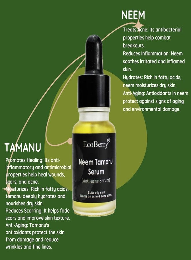 EcoBerry Neem Tamanu Anti Acne Serum for Oily & Acne Prone Skin, Blemishes, Moisturizing, Organic, Natural, Paraben Free, Preservative Free, Vegan - Image 4