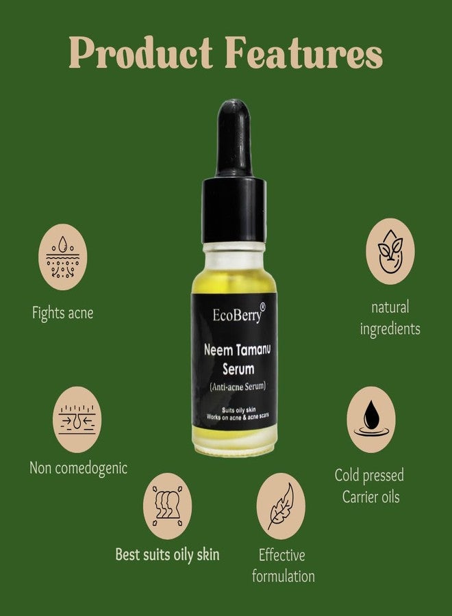 EcoBerry Neem Tamanu Anti Acne Serum for Oily & Acne Prone Skin, Blemishes, Moisturizing, Organic, Natural, Paraben Free, Preservative Free, Vegan - Image 5