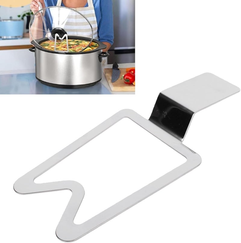 RIZGHWOY Slow Cooker Lid Storage Stand Stainless Steel Space Saving Securely Holds Curved Lids for Organized Kitchen Storage - Image 3