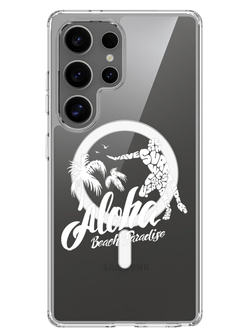 Theodor Magnetic Case for Samsung Galaxy S25 Ultra 6.9-inch Compatible with MagSafe Wireless Charging, Shockproof Phone Bumper Cover Aloha Beach Paradise White - Image 1