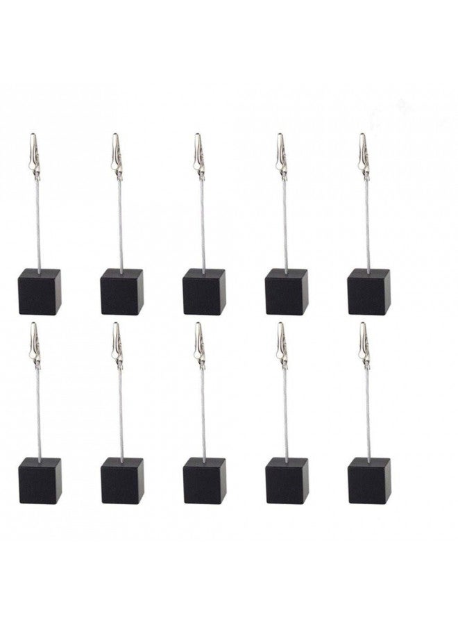 senover 10pcs Table Number Holder Name Place Card Holder Memo Clip Holder Stand Note Holder Pictures Card Paper Menu Clip (Black) - Image 1
