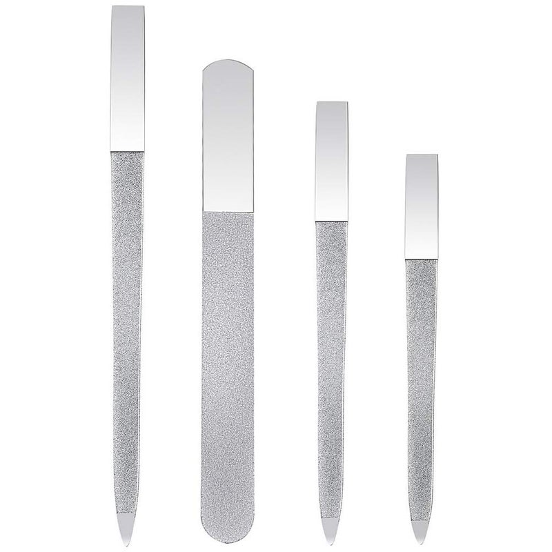 4 Pcs Metal Nail File Diamond Nail Files Stainless Steel Nail File Kit Double Side Fingernail Toenail Files for Salon Home Travel Use59Inch