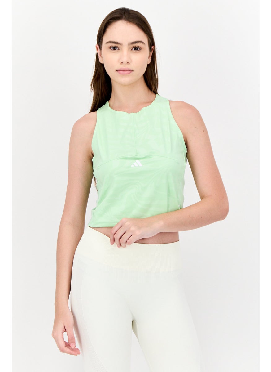 Adidas Women Sportswear Fit Sleeveless Training Copped Top, Mint Green  - Image 1
