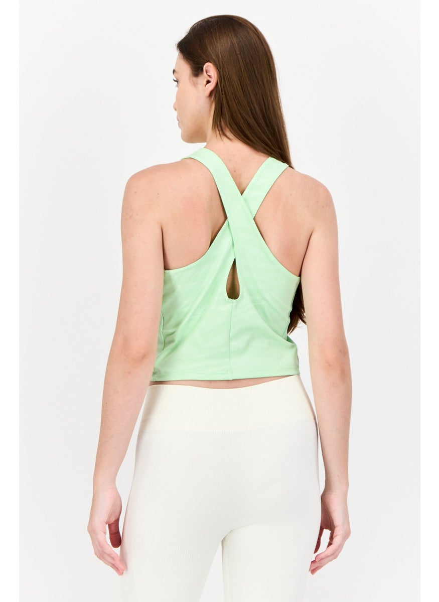 Adidas Women Sportswear Fit Sleeveless Training Copped Top, Mint Green  - Image 3