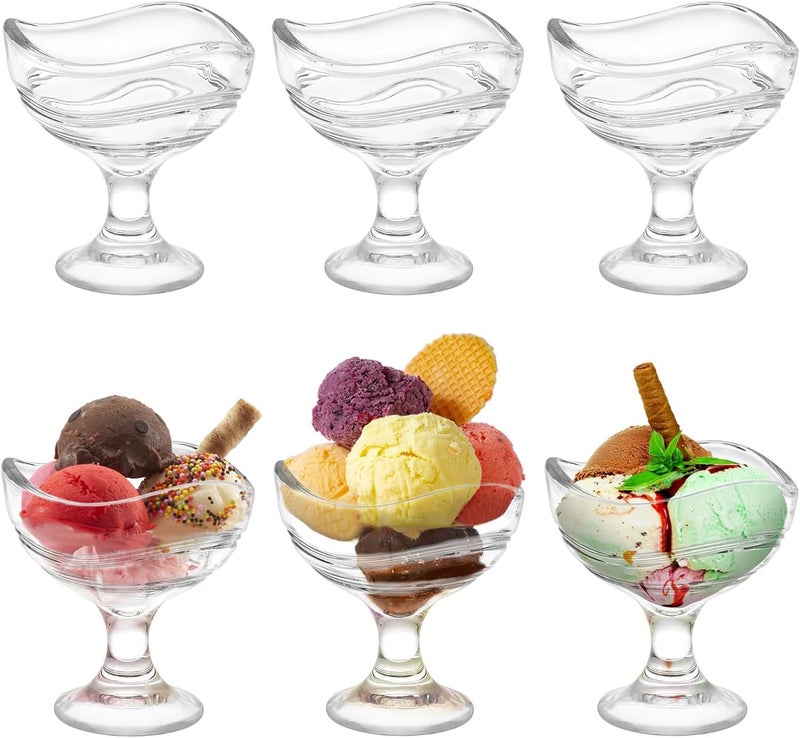 bellemax 300 ML Ice Cream Glasses Cups Dishes for Desserts, Milkshake,Fruit and Pudding Glass Serving Bowls, Perfect for Home, Restaurants and Parties Dishwasher Safe (Set of 6) (BM-08) - Image 1