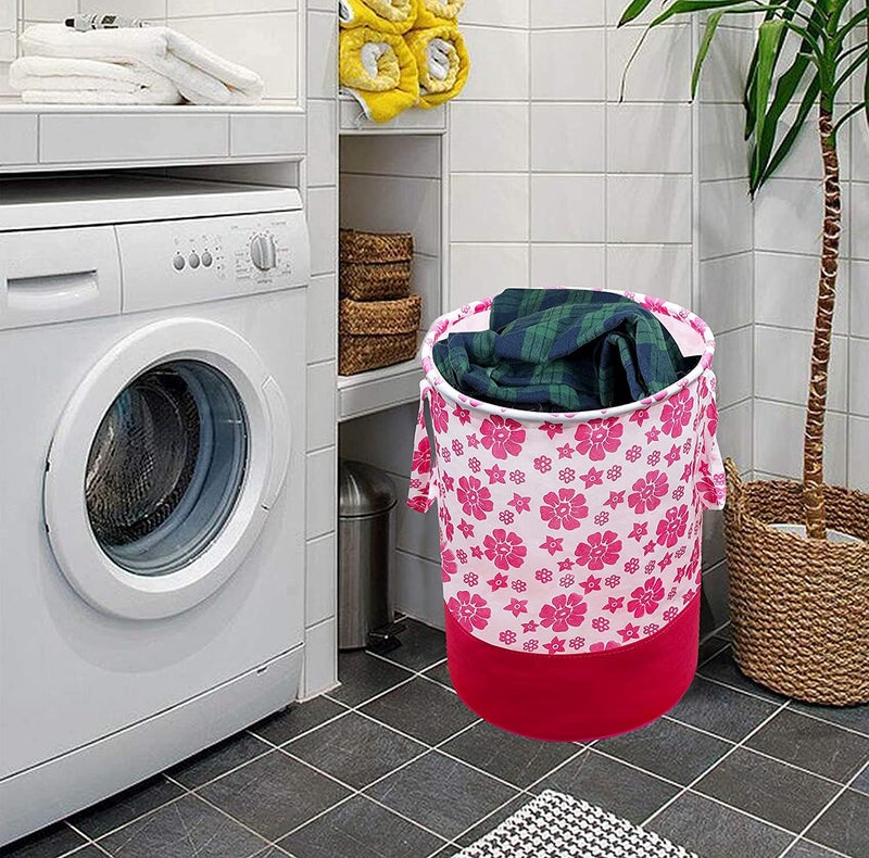 Unicrafts Leaf Design Laundry Bag 45 L Durable and Collapsible Laundry storage Bag with Side Handles Clothes Toys Storage Foldable Laundry Basket for Dirty Clothes Pack of 2 Pc Maroon - Image 4