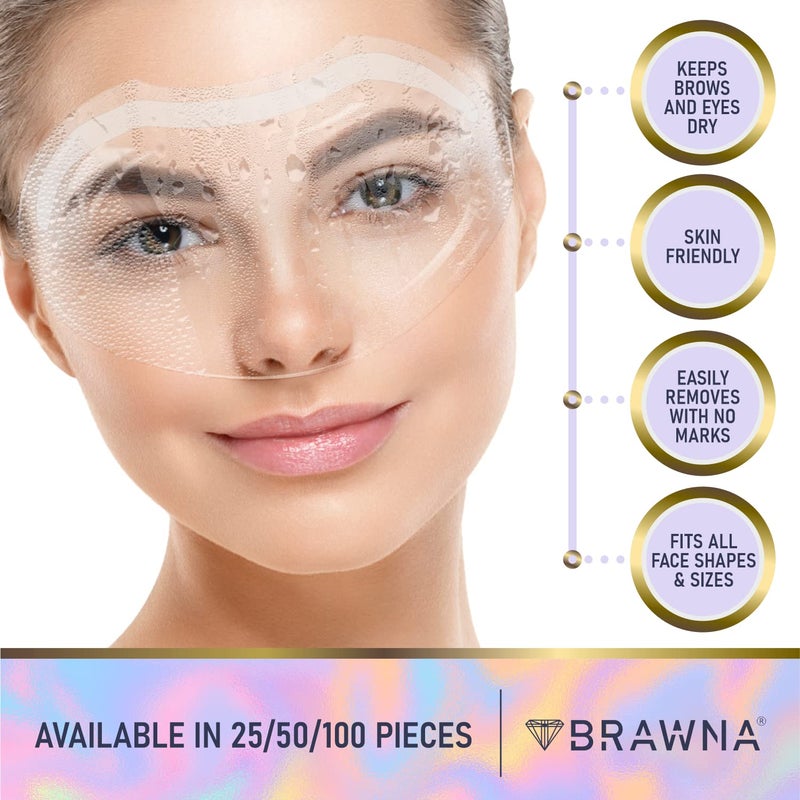 BRAWNA 25 Pack Protective Shower Visors with Pink Organza Bag for Eyelash Extensions, Microblading, Brow Lamination, Eye Surgery, Blepharoplasty - PMU Supplies - Image 3
