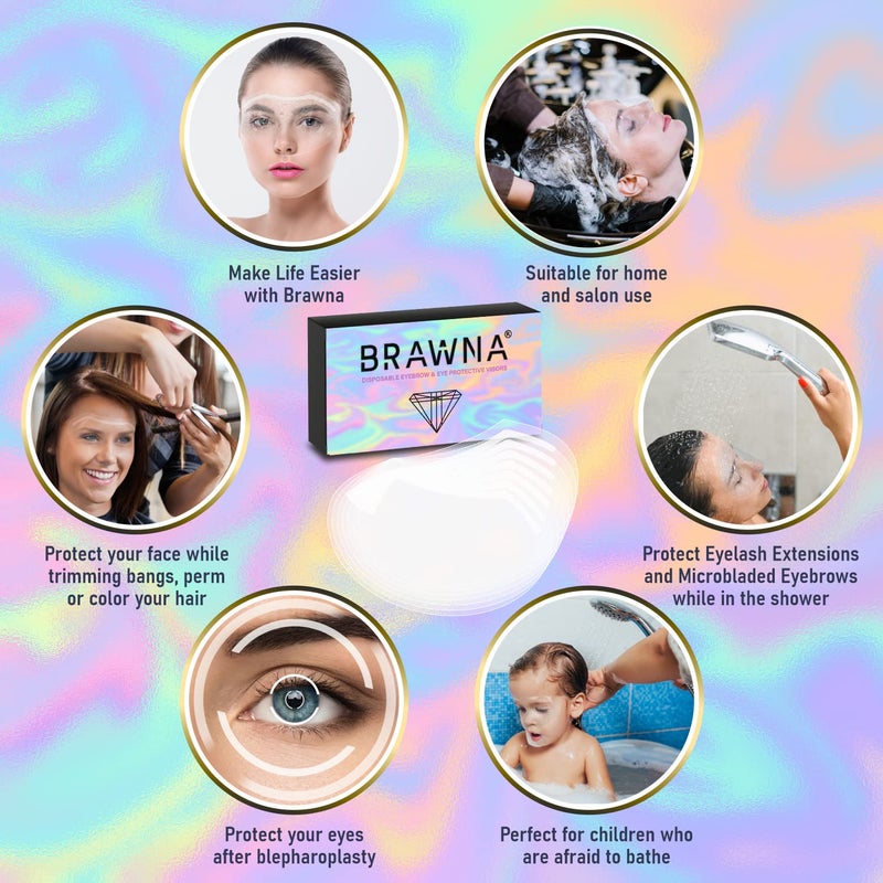 BRAWNA 25 Pack Protective Shower Visors with Pink Organza Bag for Eyelash Extensions, Microblading, Brow Lamination, Eye Surgery, Blepharoplasty - PMU Supplies - Image 2