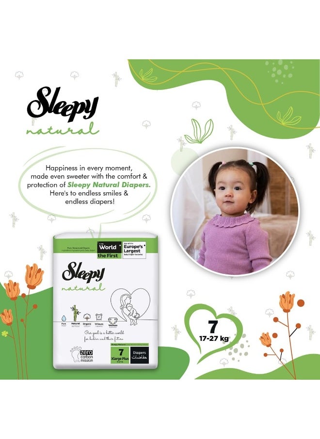 Sleepy - Pack Of 3 Natural Size 7, 3 X 16 Count, 20-30Kg Hypoallergenic Baby Dry Diapers, Organic Cotton, Highly Absorbent, Bamboo Extract, Ultimate Comfort And Dryness, 100% Leakage Protection - Image 1