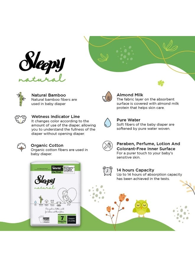 Sleepy - Pack Of 3 Natural Size 7, 3 X 16 Count, 20-30Kg Hypoallergenic Baby Dry Diapers, Organic Cotton, Highly Absorbent, Bamboo Extract, Ultimate Comfort And Dryness, 100% Leakage Protection - Image 1