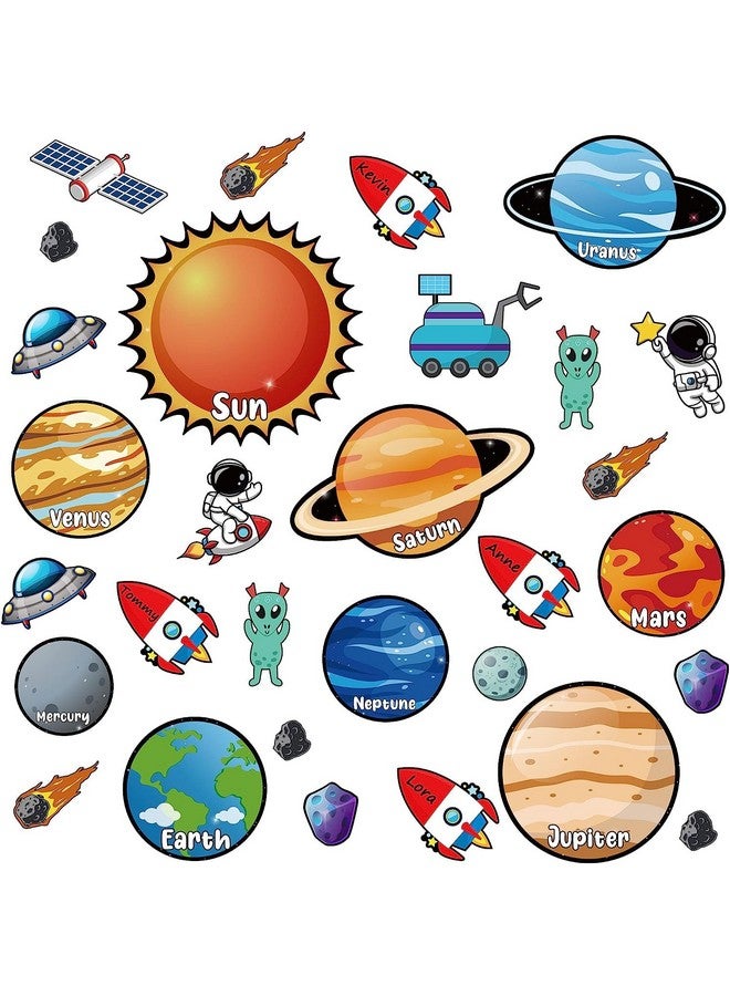BeYumi 63Pcs Back To School Outer Space Cutouts Planet Rocket Themed Party Supplies Solar System Black Board Classroom School Decoration Bedroom Wall Decal Galaxy Bulletin Board For Teachers Kids - Image 1