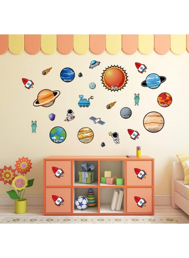 BeYumi 63Pcs Back To School Outer Space Cutouts Planet Rocket Themed Party Supplies Solar System Black Board Classroom School Decoration Bedroom Wall Decal Galaxy Bulletin Board For Teachers Kids - Image 4