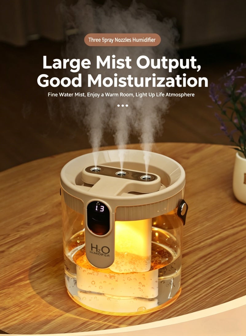 HFN 1.5L Smart Cold Mist Humidifier, Rechargeable Portable Air Humidifier with Bedroom Night Light, 3 Mist Level Settings, Ultra-Quiet Operation, Auto Shut-Off Function. Ideal for Home, Office, Baby Rooms and Plant Care, Beige - Image 1