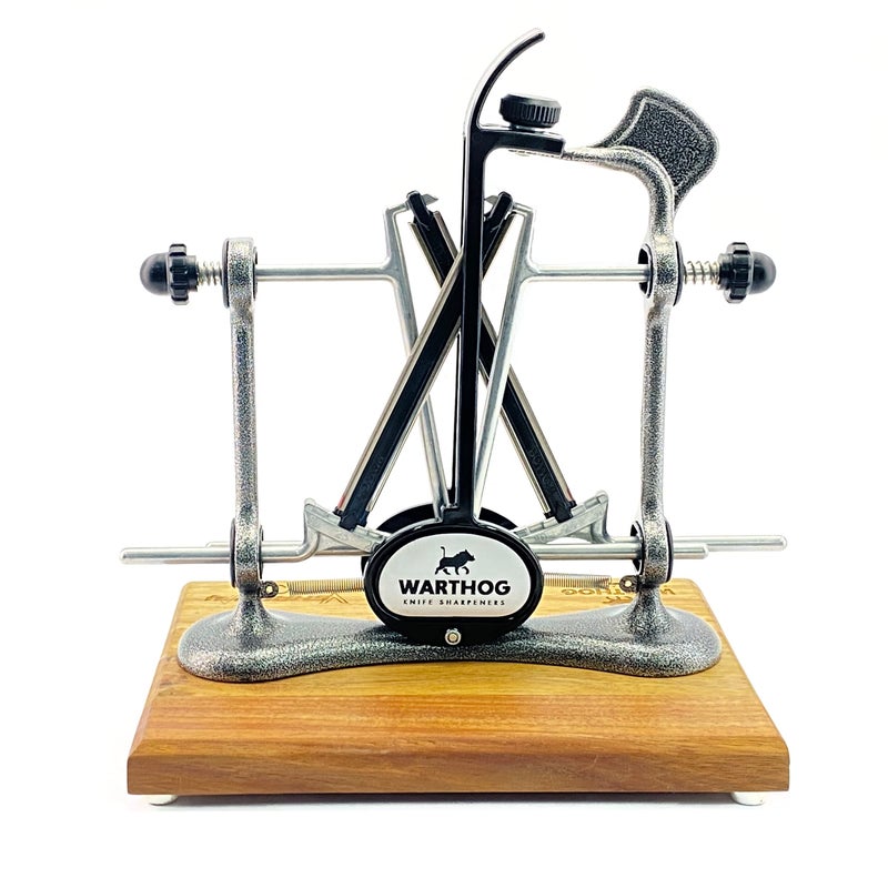 Warthog Sharpeners Warthog VSharp Elite Knife Sharpeners with Deluxe Wooden Base 325 Grit Diamond Rods with Adjustable Angles Professional Knife Sharpener System Metal Frame Construction Gunmetal Grey 